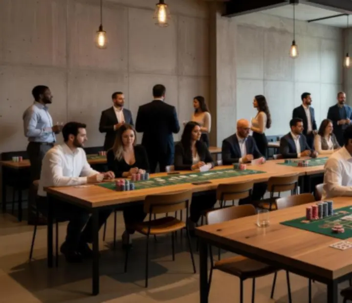 Moderní loftový prostor během firemního casino eventu